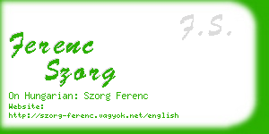 ferenc szorg business card